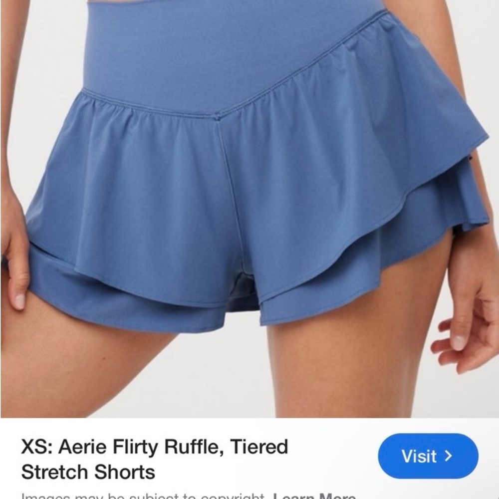 Aerie Ruffle Tiered Shorts - Blue